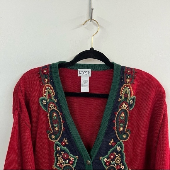 Koret Vintage Y2K Paisley Cardigan Sweater - Picture 2 of 6